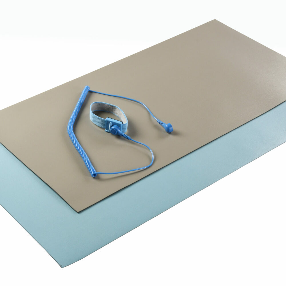 DiStat 24x72 Inch 2-Layer Rubber ESD Anti-Static Mat – Hi-Temp, With Ground Cable, Grey